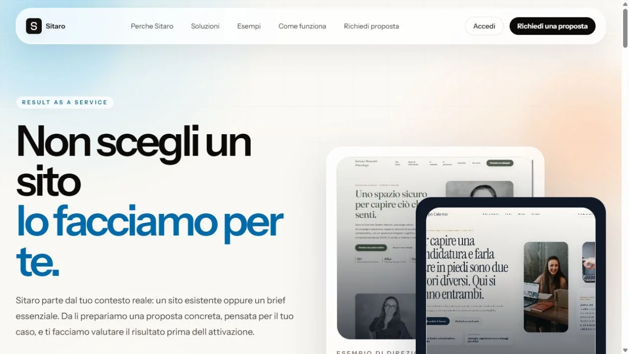 Anteprima della pagina pubblica ufficiale di Sitaro.